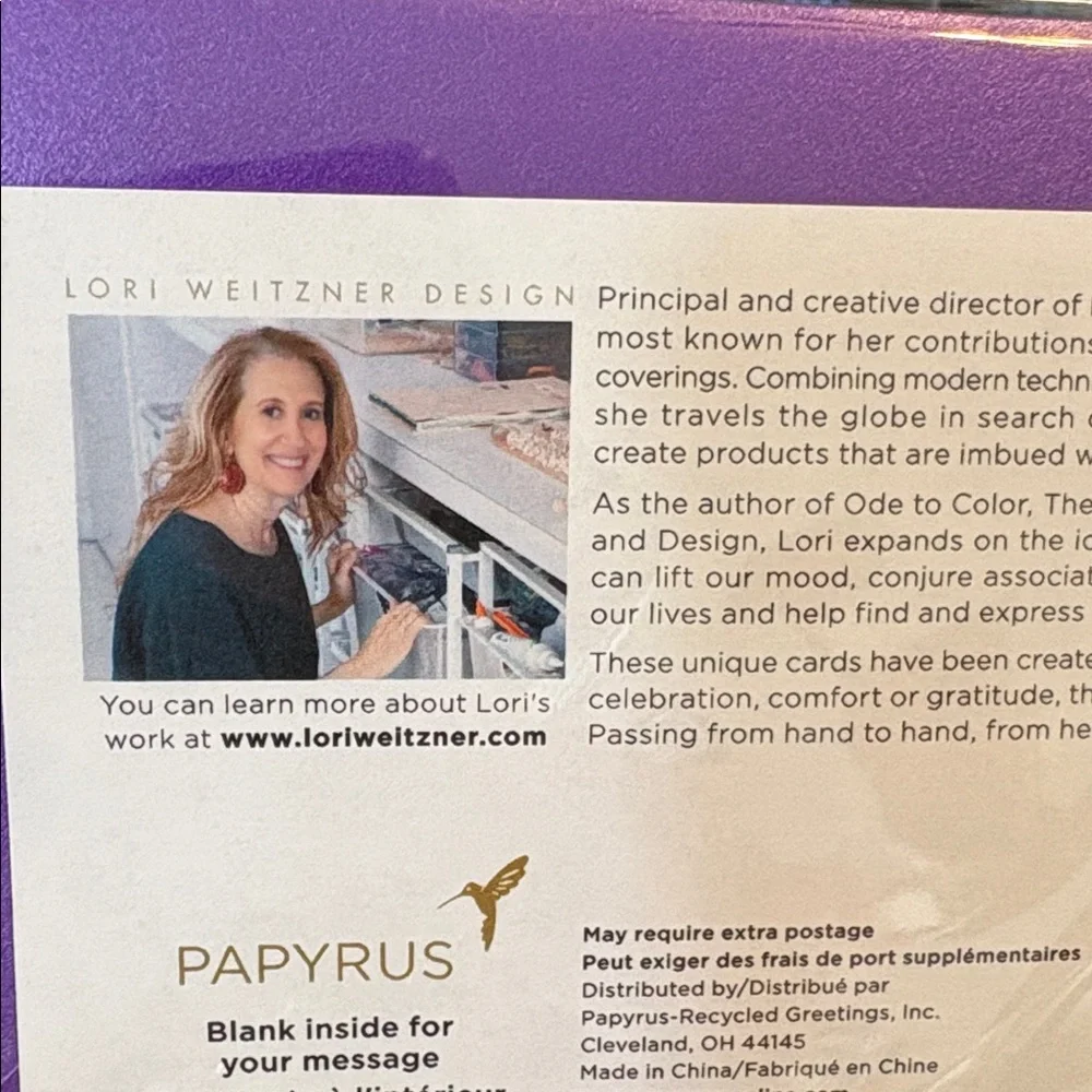 🆕Papyrus-Lori Weitzner Embroidered Floral Greeting Card
